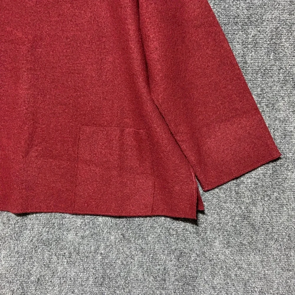 EILEEN FISHER Lightweight Boiled Wool Bateau‎ Neck Box Top M Red Cedar NWT